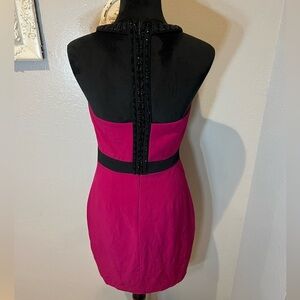 Belle badgey mischka magenta and black dress